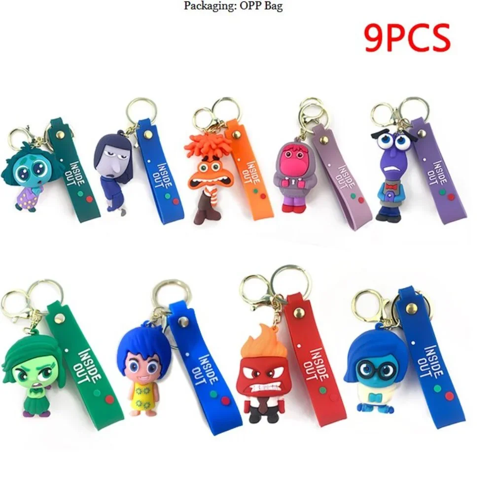 Inside Out 2 9-Piece Character Keychain Set Emotions Bag Charm Lot